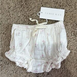 Jamie Kay Floral Cream and Pink Diaper Cover